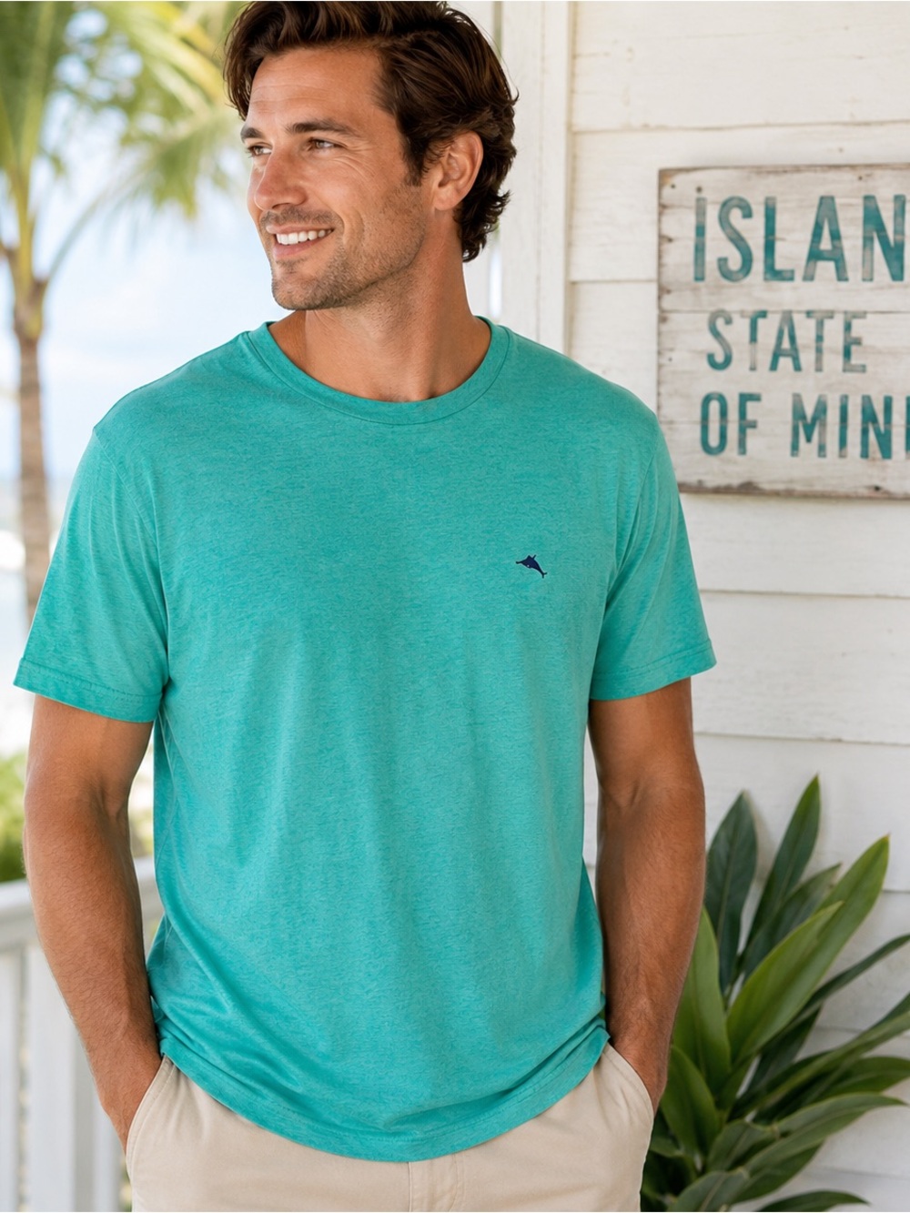 Tommy Bahama Teal Green Short Sleeve Crew Neck Lightweight T-Shirt Size S
